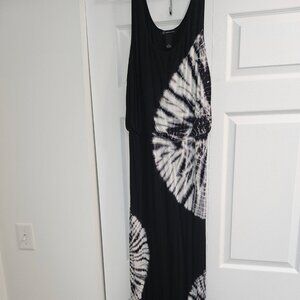 INC-ITERNATIONAL CONCEPTS. Tie Dye. Maxi Dress. Sleeveless. Black. White.